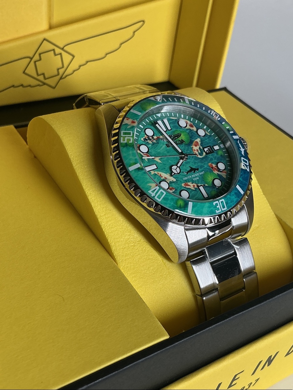 Invicta Men’s Silver Watch with Green Koi Dial-51053 - Picture 4 of 8